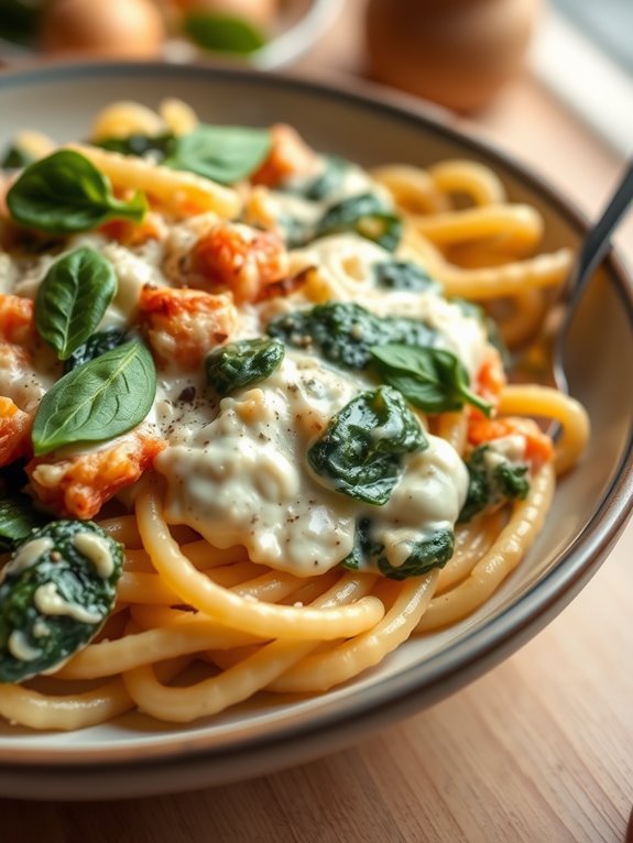 creamy spinach ricotta ziti