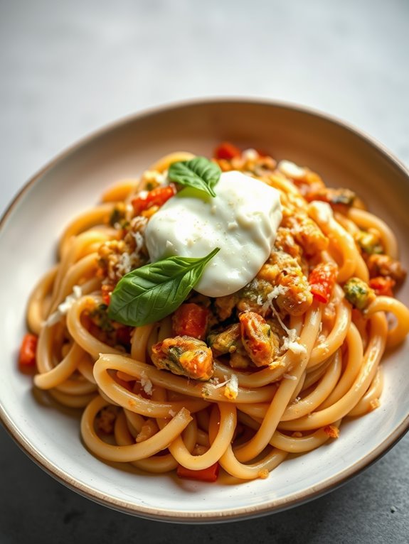 creamy vegetable pasta dish