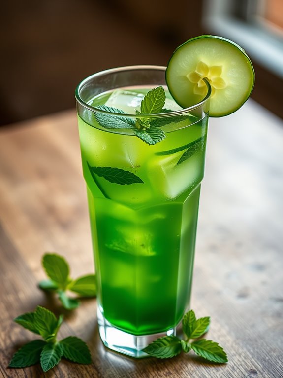 crisp cucumber mint beverage