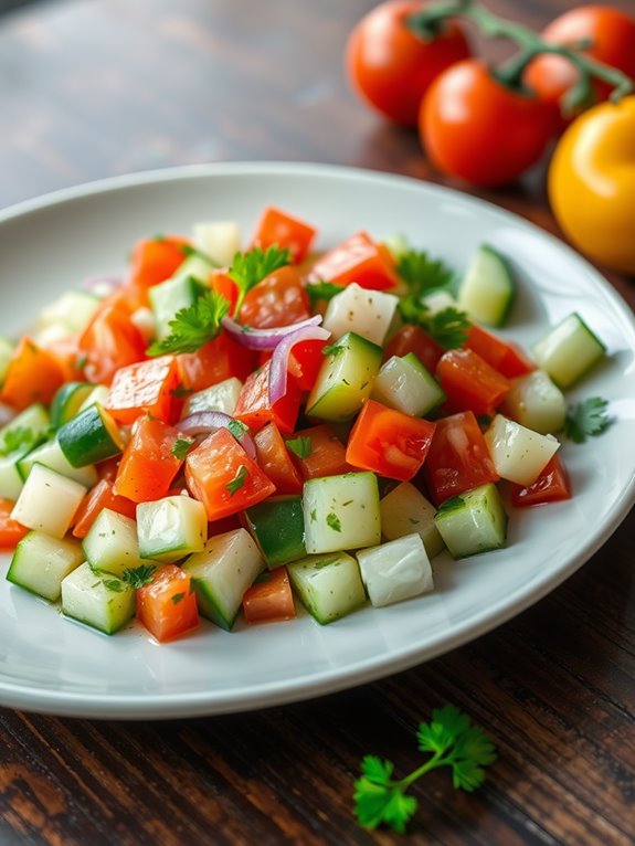 crisp cucumber tomato salad