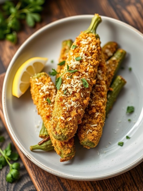 crispy parmesan coated okra bites