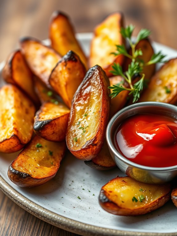 crispy skillet cooked potato wedges