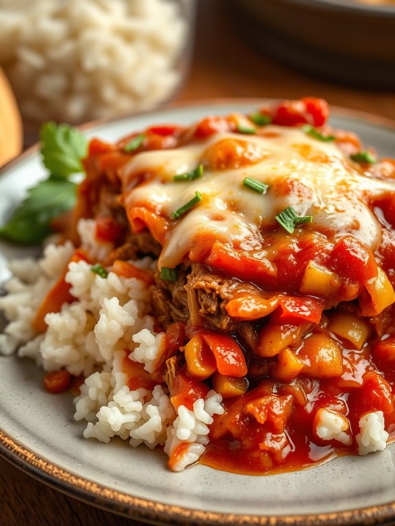 cuban style shredded beef casserole