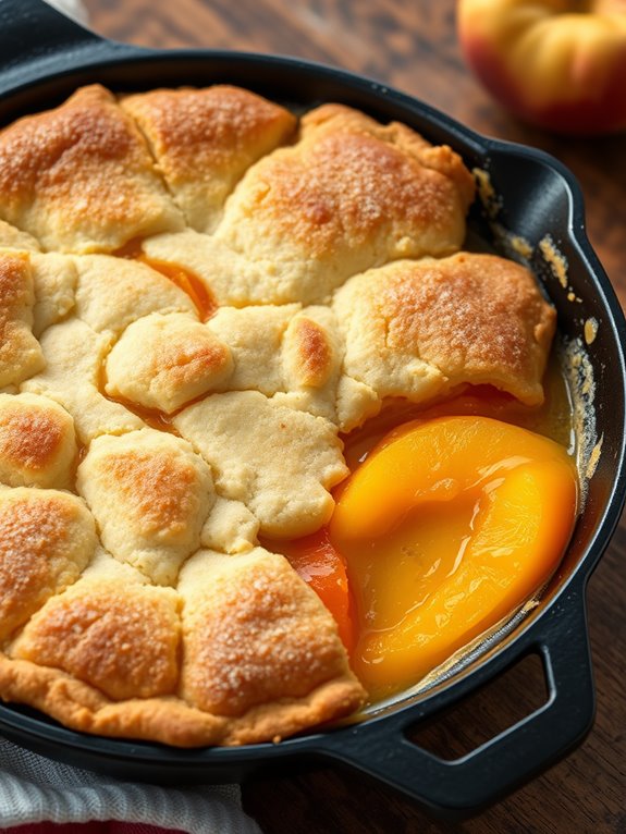 delicious peach cobbler dessert