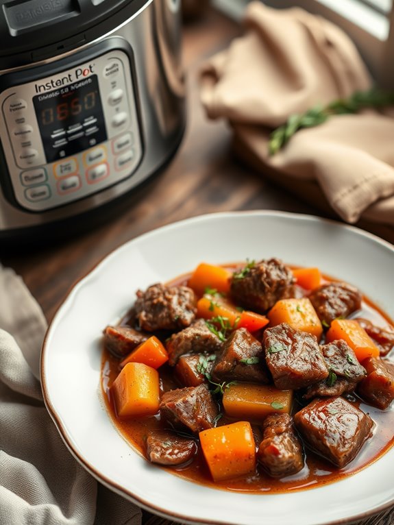 delicious pressure cooked beef stew