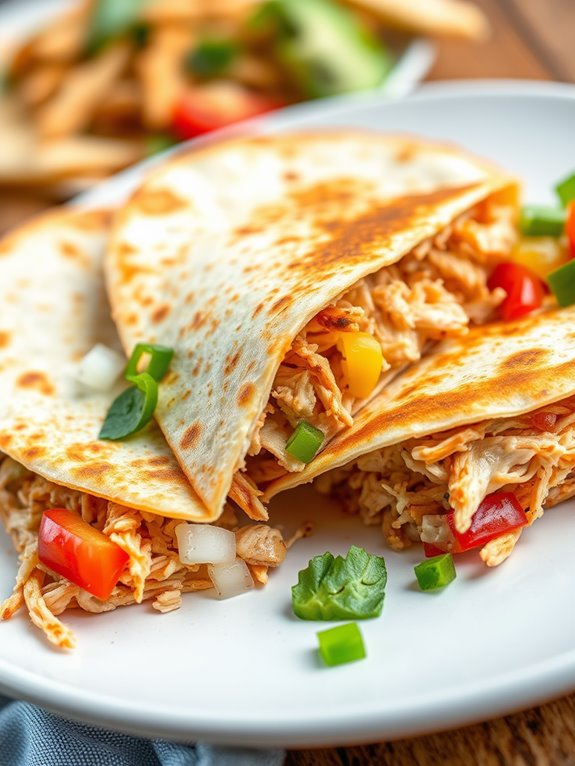 delicious shredded chicken quesadillas