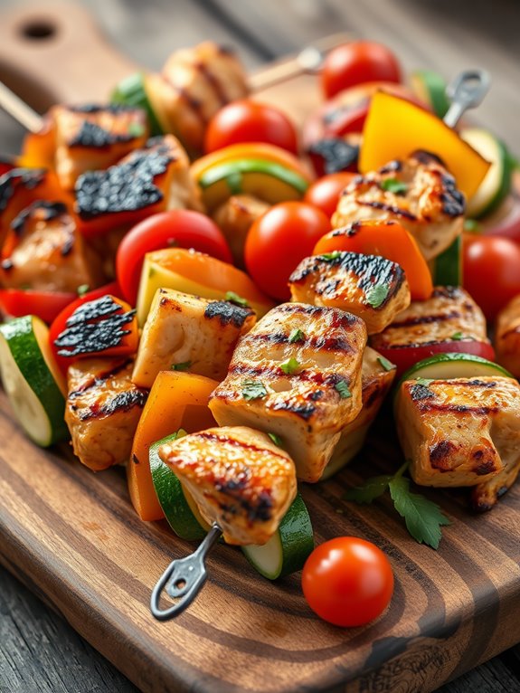 delicious skewers on grill