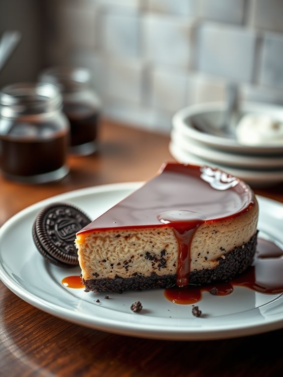 espresso cheesecake with oreo crust