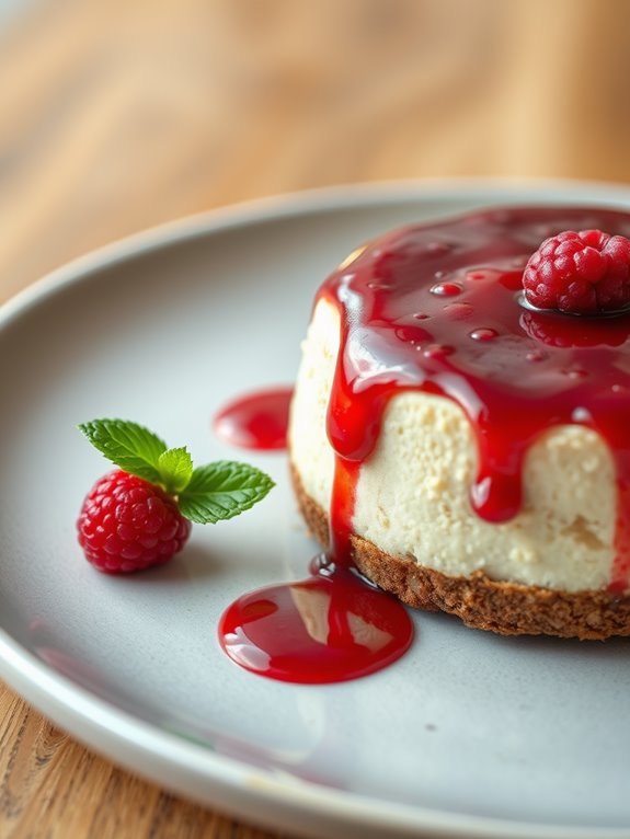 espresso cheesecake with raspberry