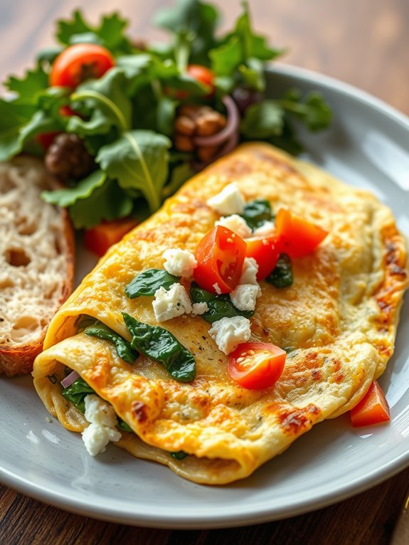 feta filled mediterranean omelet