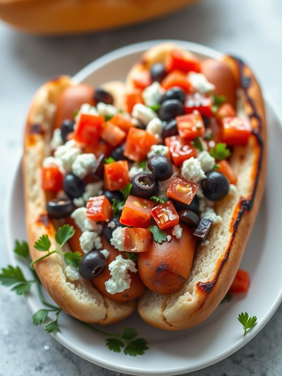 feta olive hot dog