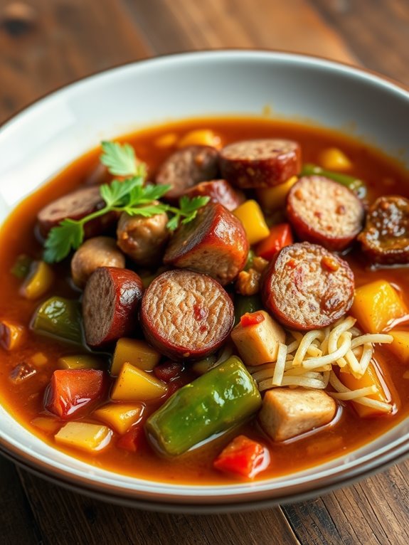 flavorful sausage and okra stew