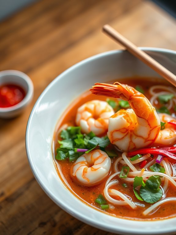 flavorful shrimp noodle soup