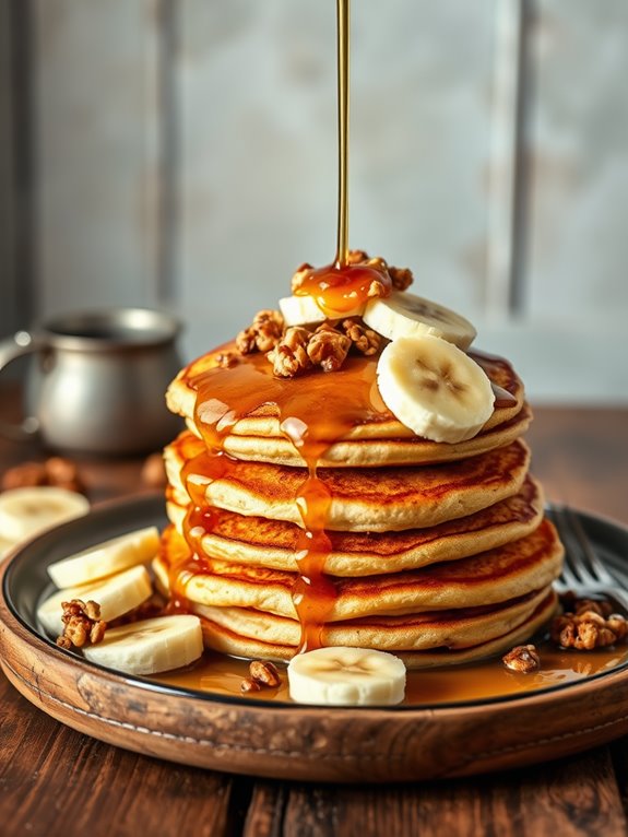 fluffy banana nut pancakes