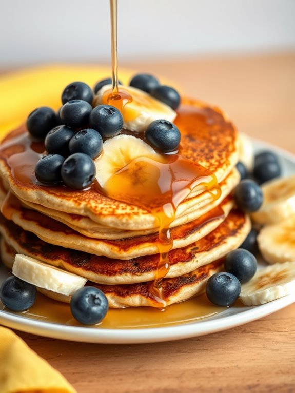 fluffy blueberry banana pancakes