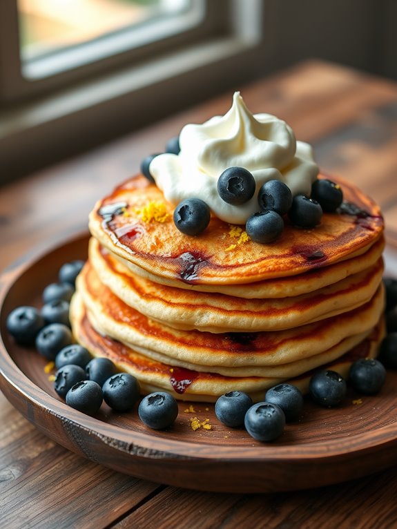 fluffy blueberry lemon pancakes