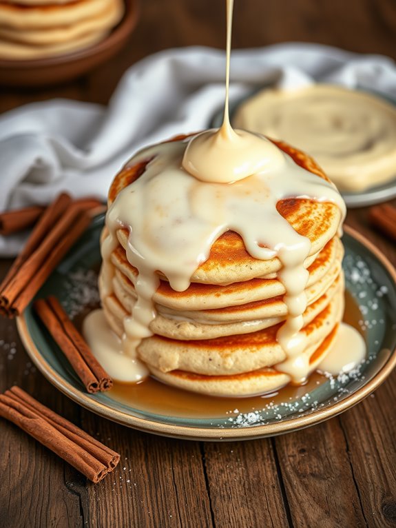 fluffy cinnamon roll pancakes