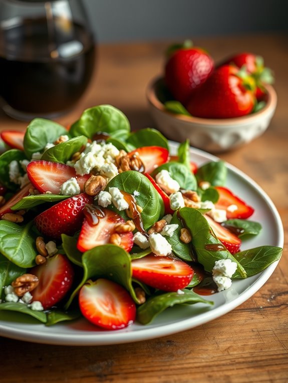 fresh spinach and strawberries