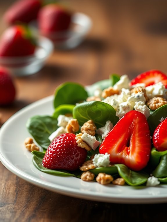 fresh spinach and strawberries