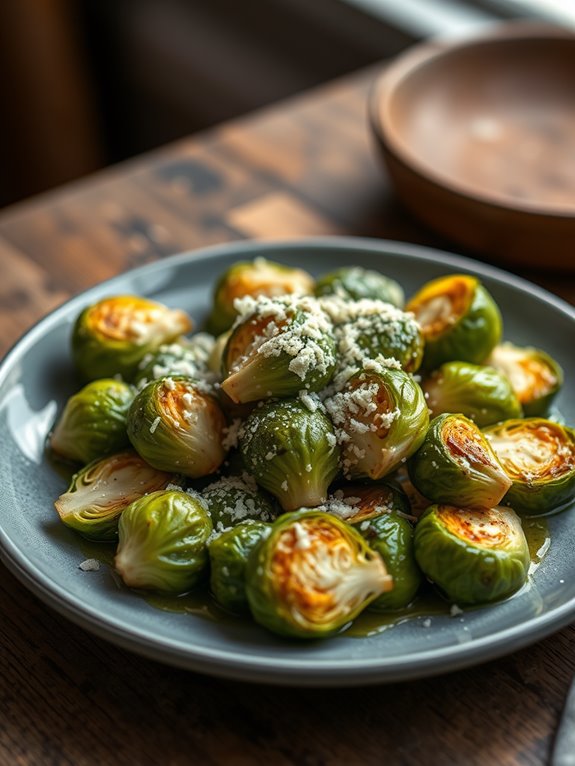 garlic and parmesan sprouts