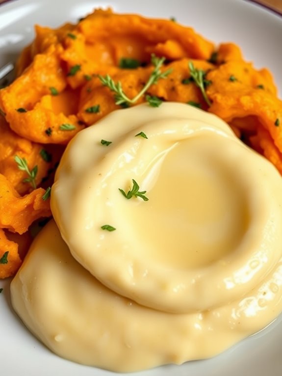 garlic herb mashed sweet potatoes