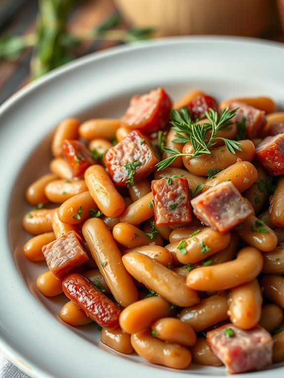 garlic infused ham and beans