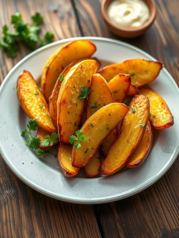 garlic infused potato wedges