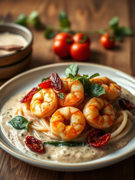 garlic shrimp with tuscan flavors