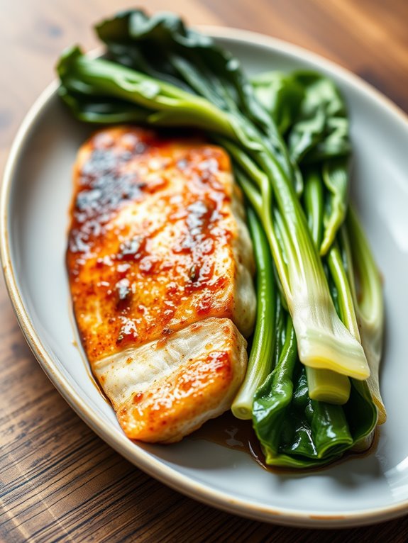 ginger swordfish with bok choy