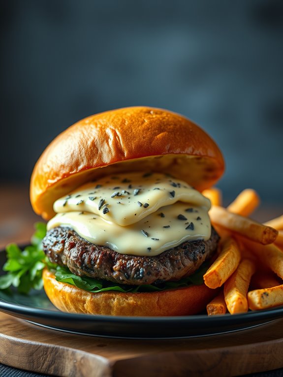 gourmet burger with fries