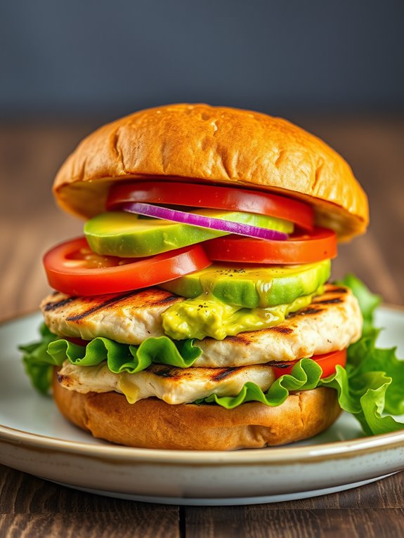 grilled chicken avocado burger