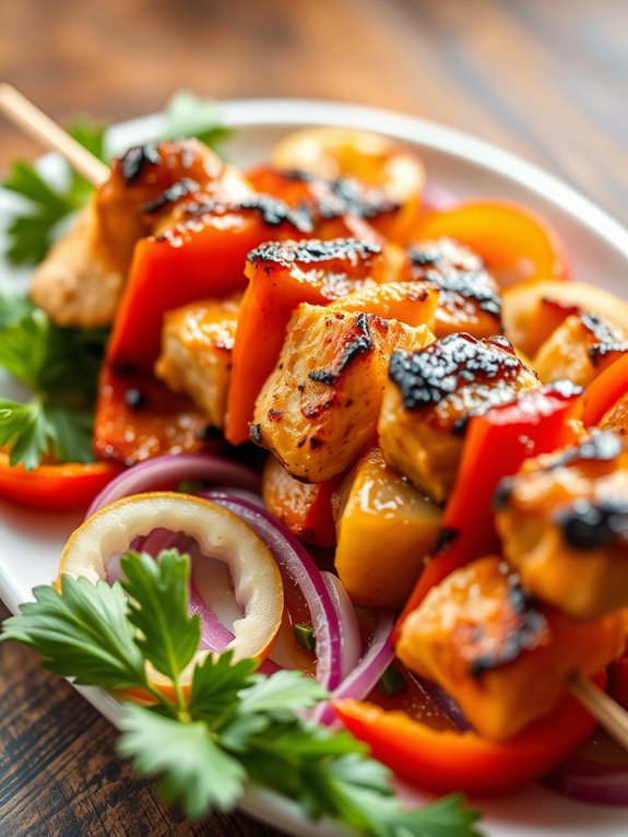 grilled chicken vegetable skewers