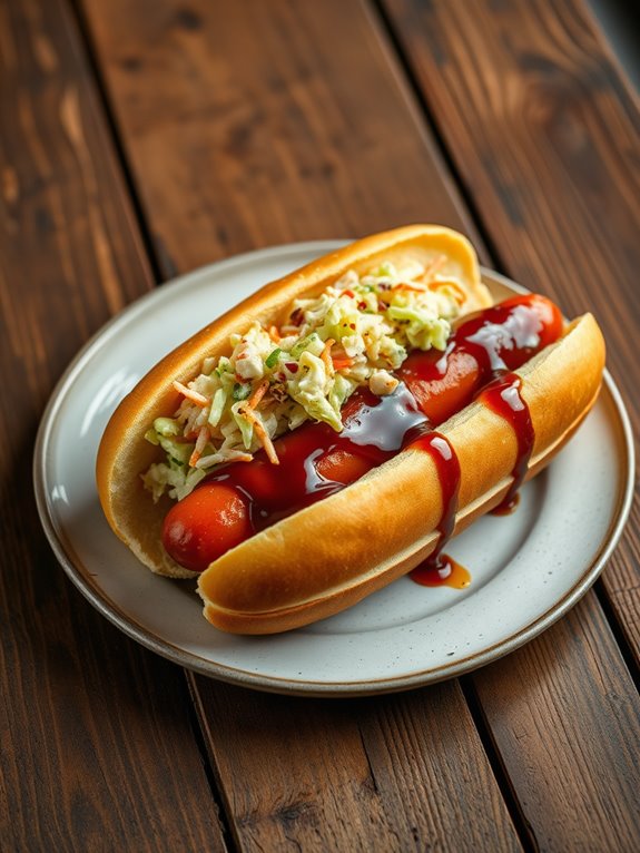 grilled hot dogs coleslaw topping