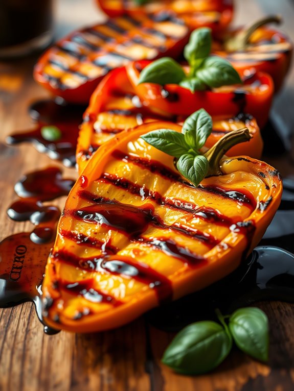 grilled peppers with glaze