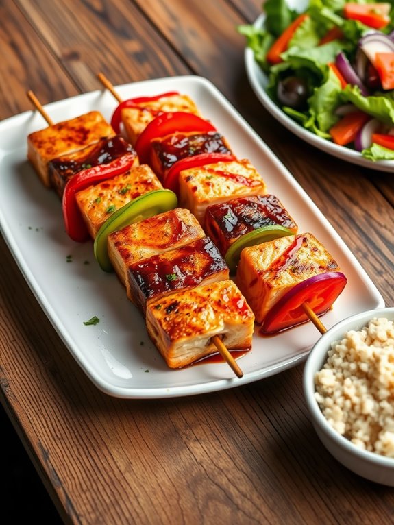 grilled salmon teriyaki skewers