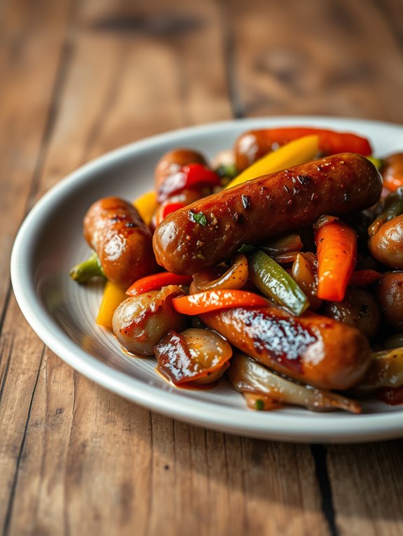 grilled sausage with peppers