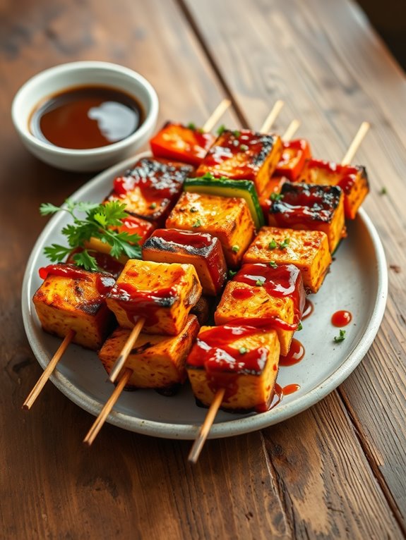 grilled spicy tofu skewers