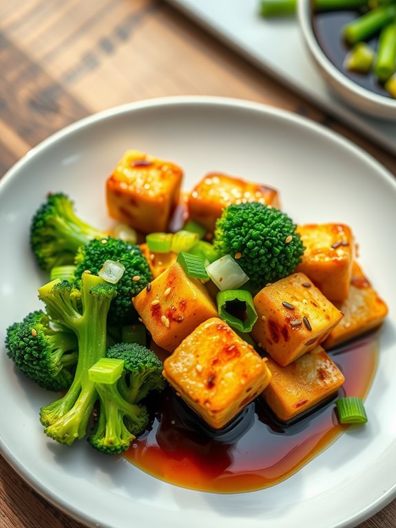 grilled tofu with broccoli