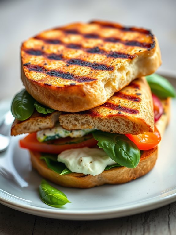 grilled veggie goat cheese panini