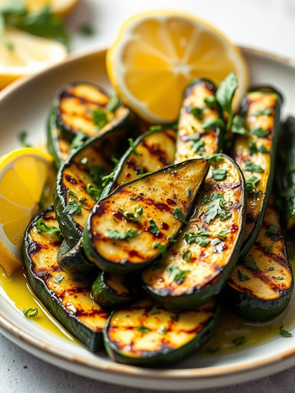 grilled zucchini with herbs