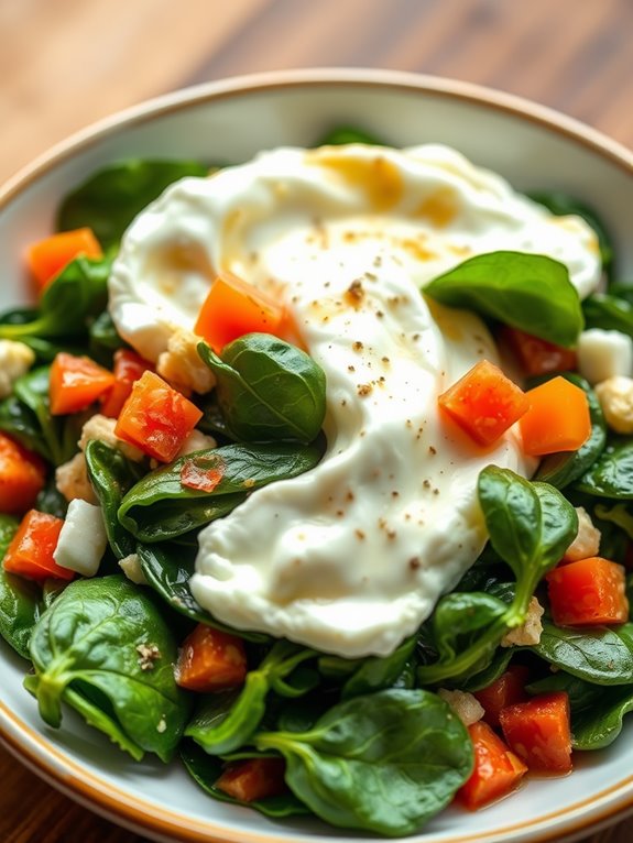 healthy egg spinach bowl