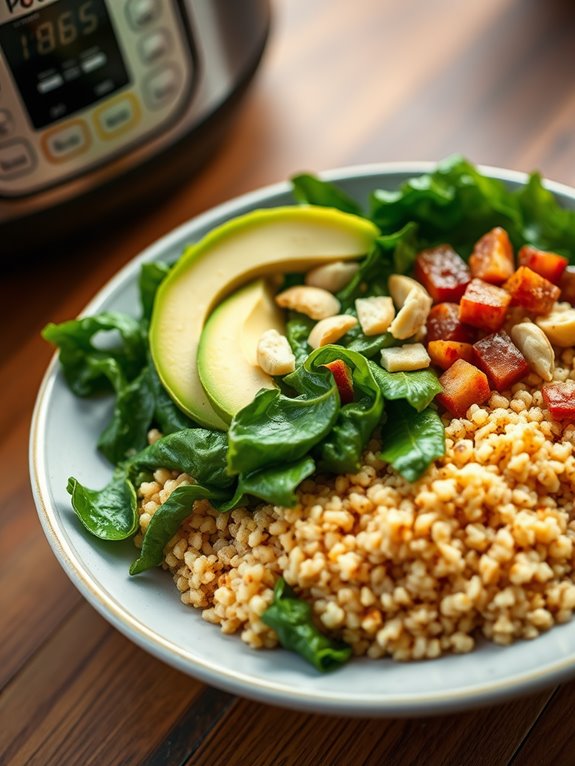 healthy greens and quinoa