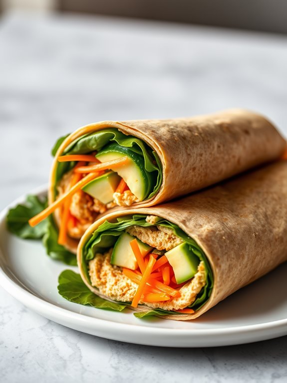 healthy hummus veggie wrap