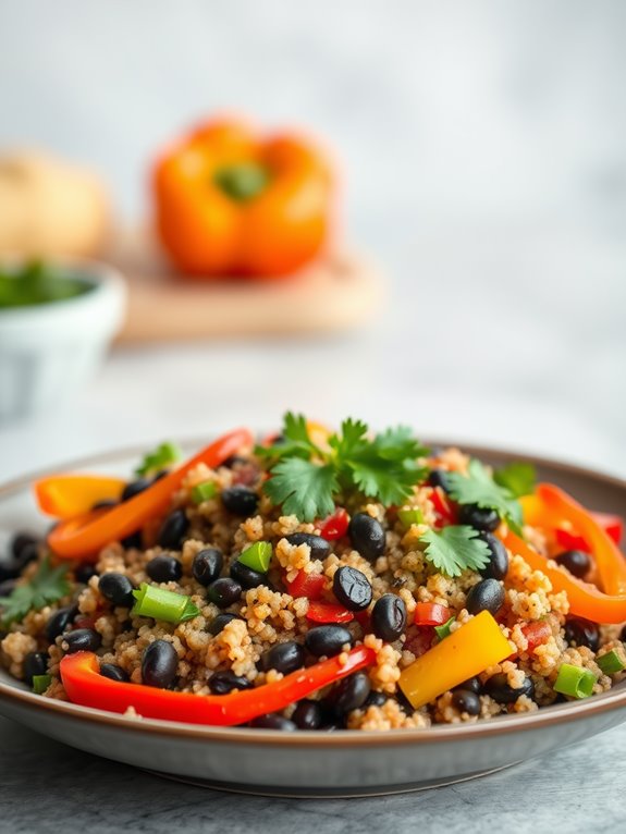 healthy quinoa black bean stir fry