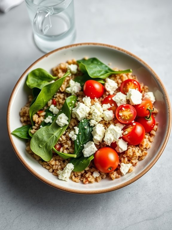 healthy spinach feta bowl