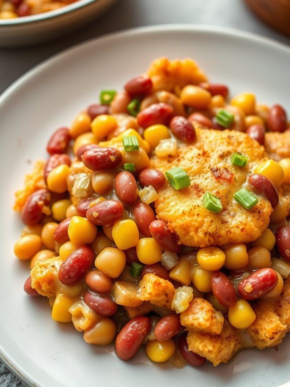 hearty bean and cornbread casserole