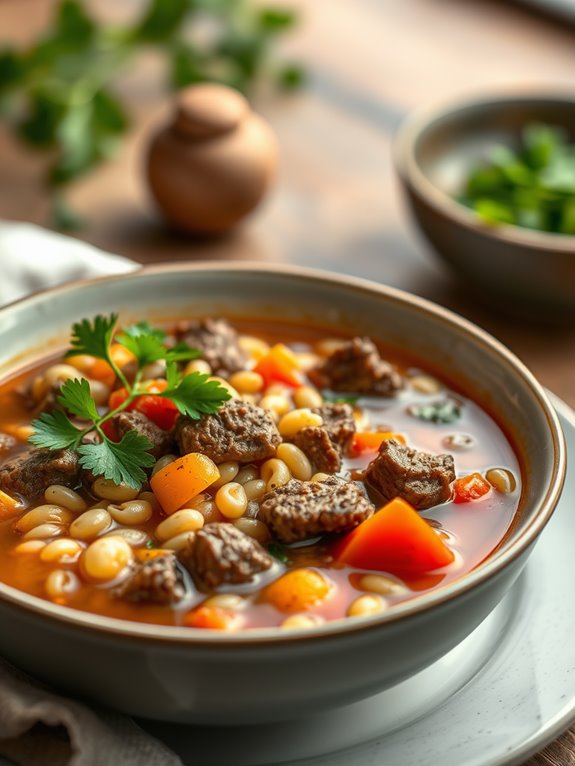 hearty beef orzo soup