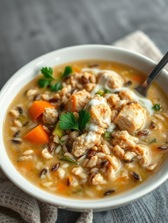 hearty chicken rice soup