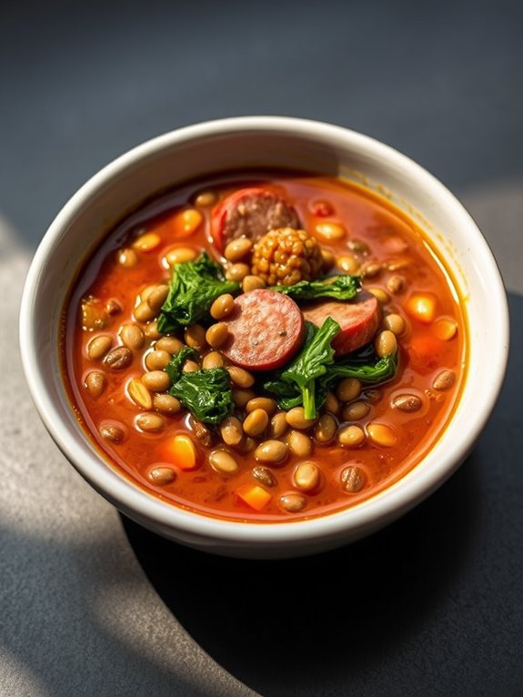 hearty lentil sausage soup