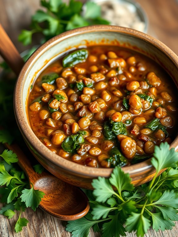 hearty lentil spinach stew